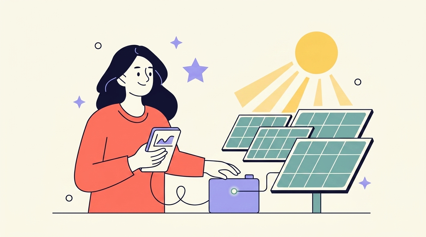 Solar and energy smart grid integration illustration